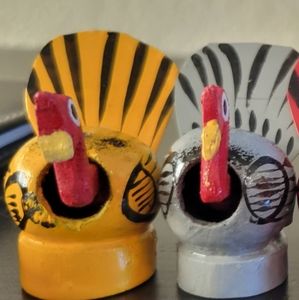 5 piece **mini** wooden turkey bobble heads